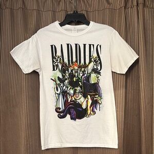 White Graphic T-Shirt with Villains Design